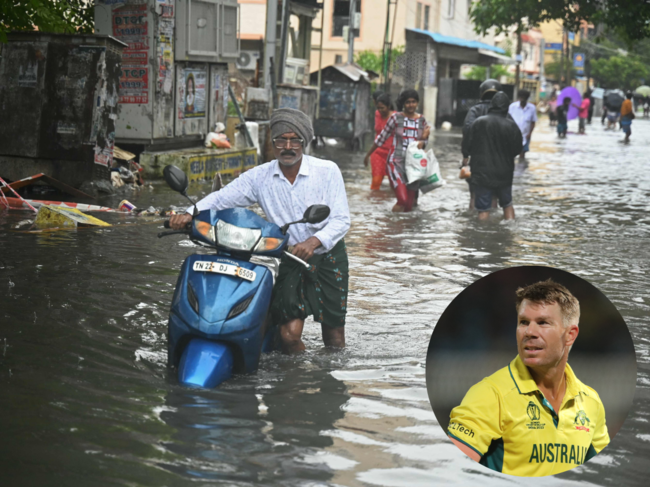 Australian cricketer David Warner expressed solidarity with the residents of Chennai affected by Cyclone Michaung.