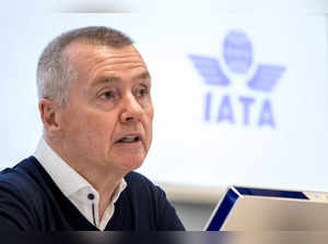 International Air Transport Association (IATA) director general Willie Walsh delivers a speech during the IATA Global Media Day in Geneva, on December 6, 2023.