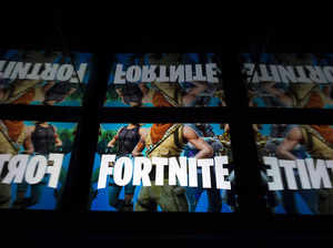 This illustration picture shows the logo for video game Fortnite displayed on a tablet in Paris, on February 18, 2019.