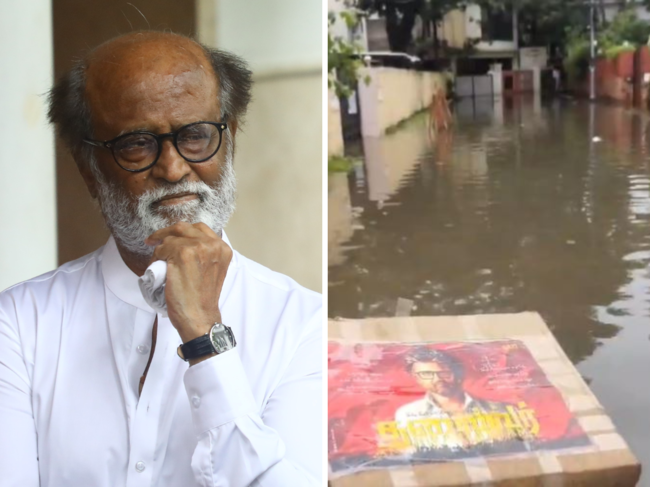 Flooded streets outside actor Rajinikanth's Poes Garden residence in Chennai.