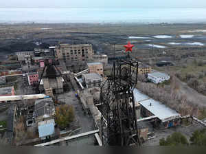 This photograph taken on October 28, 2023, shows a view of the Kostyenko ArcelorMittal coal mine in Karaganda, north-western Kazakhstan.