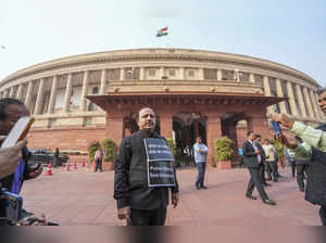 New Delhi: BSP MP Kunwar Danish Ali protests on the first day of the Winter sess...