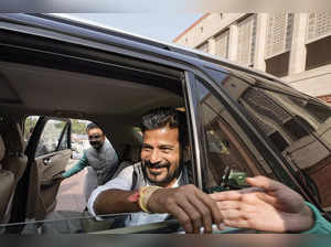 New Delhi: Telangana Chief Minister-designate A Revanth Reddy leaves from Parlia...