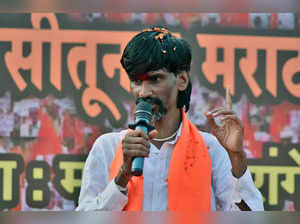 Sangli: Maratha reservation activist Manoj Jarange Patil addresses a gathering d...