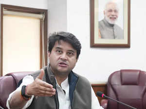 New Delhi: Union Minister for Civil Aviation and Steel Jyotiraditya Scindia addr...