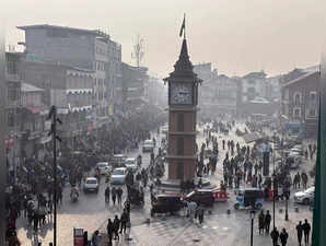 Srinagar, Dec 10 (ANI): A view of the bustling Lal Chowk area on the eve of Supr...