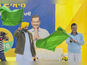 **EDS: IMAGE VIA @BhagwantMann** Ludhiana: Delhi Chief Minister Arvind Kejriwal ...