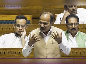 **EDS: VIDEO GRAB VIA SANSAD TV** New Delhi: Congress MP Adhir Ranjan Chowdhury ...