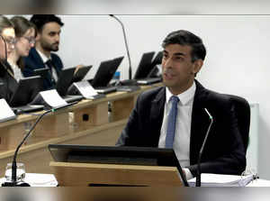 A video grab from footage broadcast by the UK Covid-19 Inquiry shows Britain's Prime Minister Rishi Sunak giving evidence at the UK Covid-19 Inquiry, in west London, on December 11, 2023.