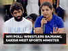 Wrestlers Sakshi, Bajrang urge Sports Minister to disqualify Brij Bhushan's associates from WFI poll