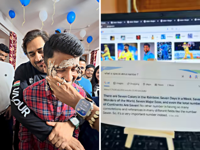 MS Dhoni pleasantly surprised a fan by attending his birthday celebration. Google India also paid tribute to Dhoni's career with a post featuring the iconic number 7.