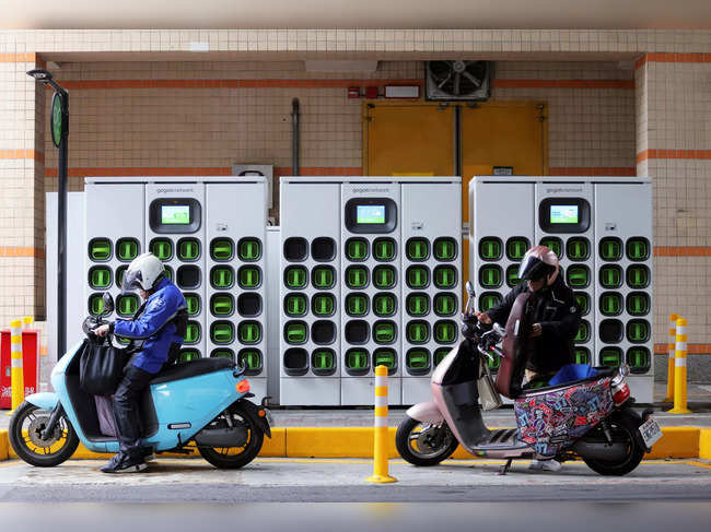 FILE PHOTO: Gogoro battery-swapping station in Taipei