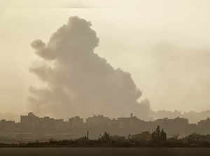 Smoke rises over Gaza as seen from southern Israel