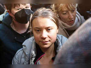 Swedish environmental activist Greta Thunberg arrives at Westminster Magistrates Court in London on November 15, 2023.