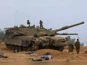 Merkava tanks near the Israel-Gaza border, during a temporary truce between Hamas and Israel