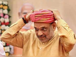 Ahmedabad: Union Home Minister Amit Shah during 'Viksit Bharat Sankalp Yatra', o...