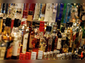 FILE PHOTO: Bottles of alcoholic drinks are displayed at the Sausalitos bar in Munich