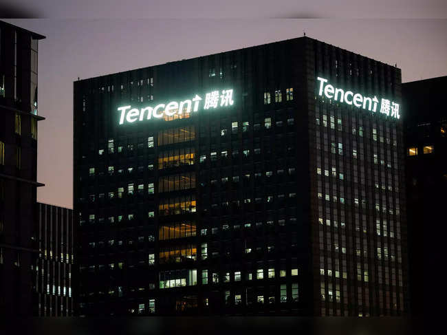 FILE PHOTO: The logo of Tencent is seen at a Tencent office in Shanghai