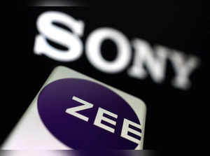 Illstration shows Zee Entertainment and SONY logos
