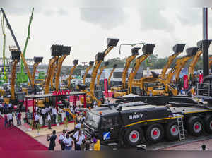 Bengaluru: A display of construction equipment during the inauguration of 'EXCON...