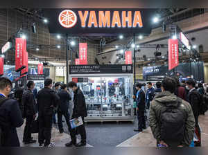Visitors crowd around the Yamaha displays on the first day of the 2023 International Robot Exhibition at the Tokyo International Exhibition Center in Tokyo on November 29, 2023.