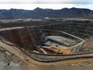 A view of the MP Materials rare earth open-pit mine in Mountain Pass