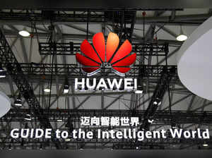 FILE PHOTO: Huawei's logo seen during the Mobile World Congress in Shanghai, China