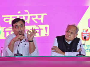 Jaipur: Rajasthan Chief Minister Ashok Gehlot with Rajasthan Congress president ...