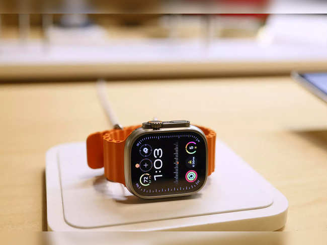 An Apple watch is seen on display at the Apple Store in Grand Central Station on December 18, 2023 in New York City.