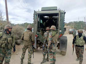 Poonch, Dec 22 (ANI): Security personnel during a search operation in Poonch dis...