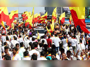 Bengaluru, Dec 27 (ANI): Karnataka Rakshana Vedike (KRV) members stage a protest...