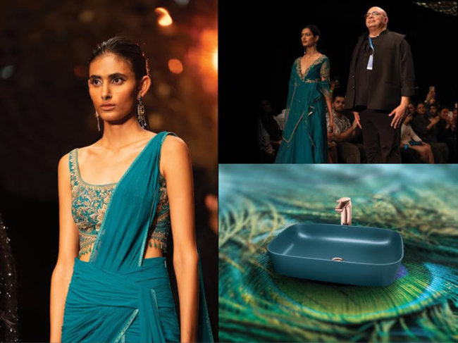 Tahiliani said he was inspired by the teals that Kohler brought into its collection as a homage to the Indian palette.