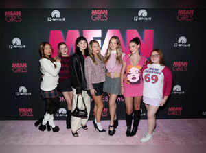 Avani Gregg, Grace McSweeney, Lydia Night, Jamisen Jarvis, Sam Free, Olivia O'Brien, and Ava Maxwell attend a Los Angeles Advance Screening of "Mean Girls" at Paramount Pictures Studios on December 17, 2023, in Los Angeles, California.