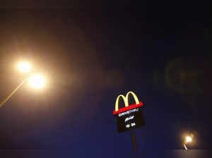 FILE PHOTO: The corporate logo of McDonald's Corp fast food chain is seen on display in the Malaysian town of Pekan