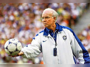 This 12 July 1998 file photo shows Brazilian national soccer team coach Mario Zagallo during the World Cup final against France in which Brazil lost 0-3.