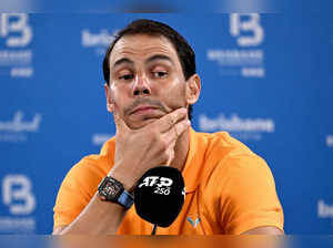 Spain's Rafael Nadal speaks during a press conference after his loss in his men's singles match against Jordan Thompson of Australia at the Brisbane International tennis tournament in Brisbane on January 5, 2024.