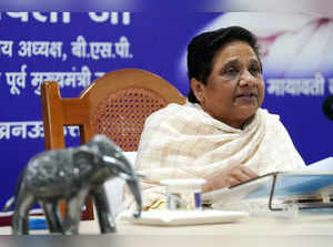 Lucknow: Bahujan Samaj Party (BSP) supremo Mayawati addresses a press conference...