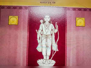 Ayodhya, Jan 06 (ANI): An image of Lord Ram on the cover of the invitation card ...