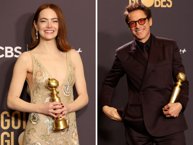 ?Actors Emma Stone & Robert Downey Jr. at the 2024 Golden Globes?.