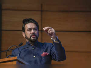 New Delhi: Union Minister Anurag Thakur speaks during the launch of the Governme...