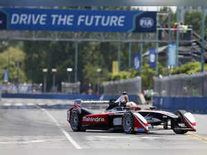 Mahindra Racing Team driver Bruno Senna of Brazil, drives his car during a qualifying practice for Round Four of the Formula E championship in Buenos Aires