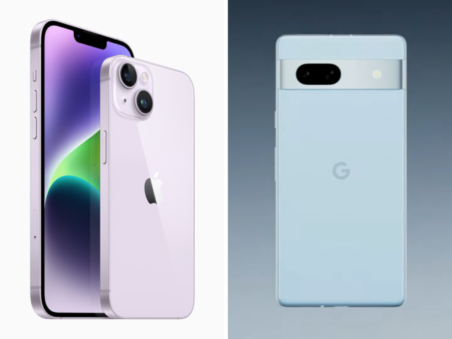 Apple iPhone 14 and Google Pixel 7a