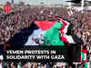 Yemen protests in solidarity with Gaza after US and UK strikes at Houthi rebels