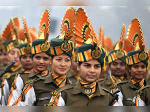 The Indo-Tibetan Border Police (ITBP) Force personnel take part in a rehearsal for the upcoming Republic Day parade on a cold winter morning in New Delhi on January 4, 2024.