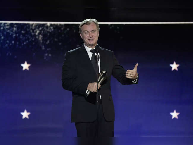 Christopher Nolan accepts the award for best director for "Oppenheimer" during t...