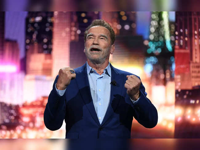 Austrian actor and former Governor of California Arnold Schwarzenegger speaks about clean energy during the Consumer Electronics Show (CES) on January 4, 2023 in Las Vegas, Nevada.