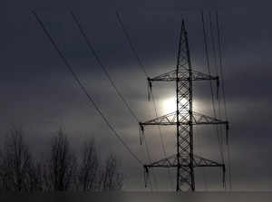 An electrical power pylon of high-tension electricity is pictured in Brussels