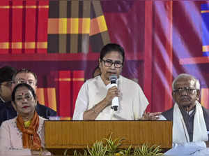 Kolkata: West Bengal Chief Minister Mamata Banerjee speaks during the inaugurati...