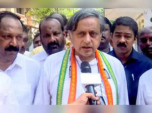 Thiruvananthapuram, Dec 23 (ANI): Congress MP Shashi Tharoor speaks to the media...