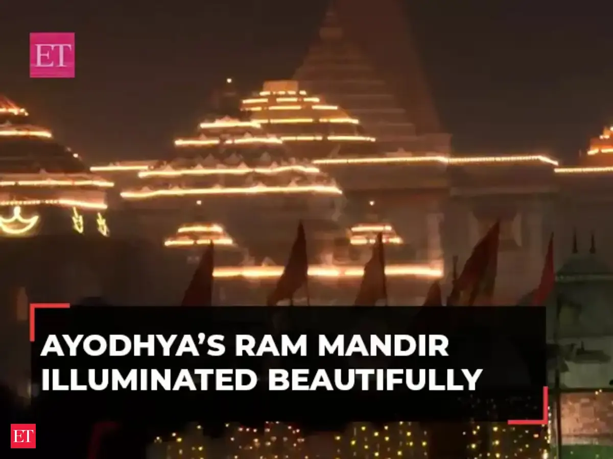 Ram Mandir illuminated ahead of grand Pran Prathishta in Ayodhya, watch ...